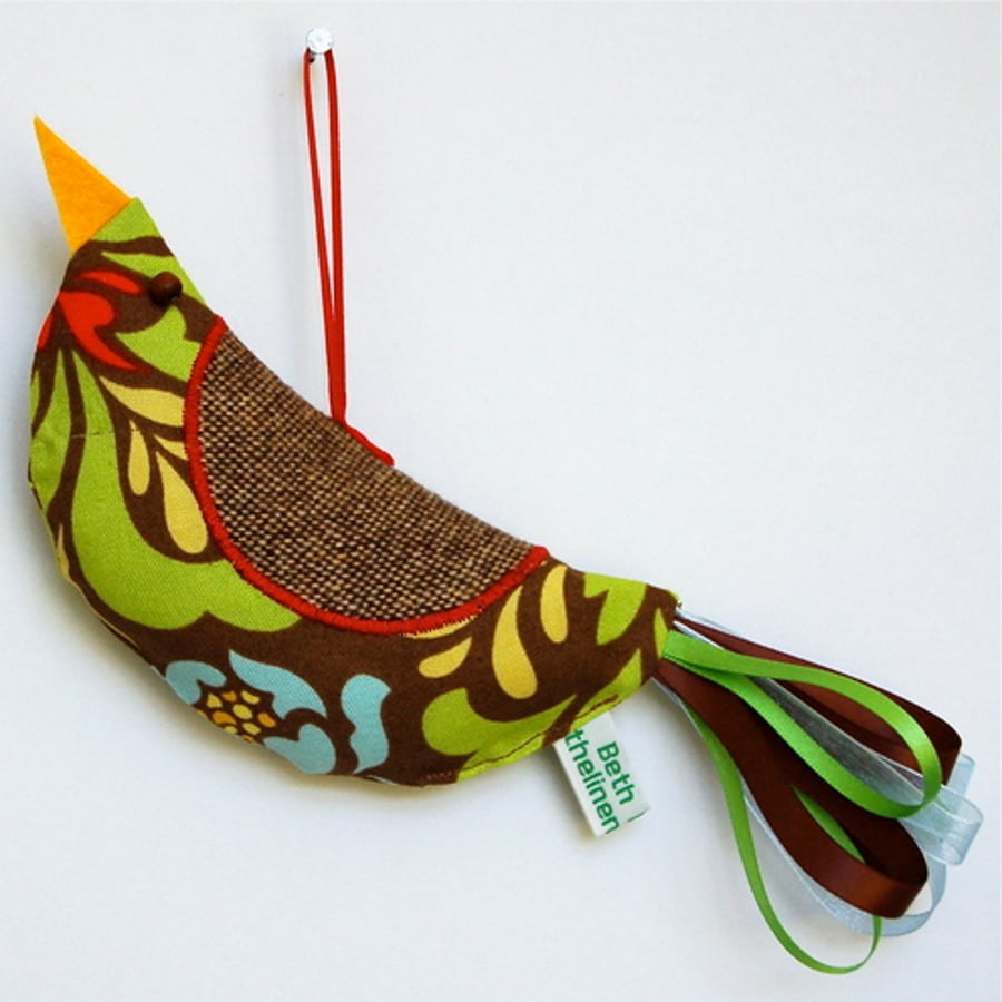 Green Floral Bird Lavender Bag