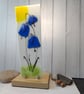 Bluebell, Harebell  fused glass panel on ash base stand - Image 3