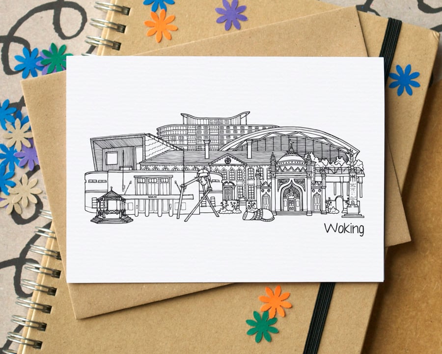 Woking Skyline Greetings Card