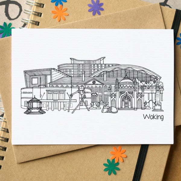 Woking Skyline Greetings Card