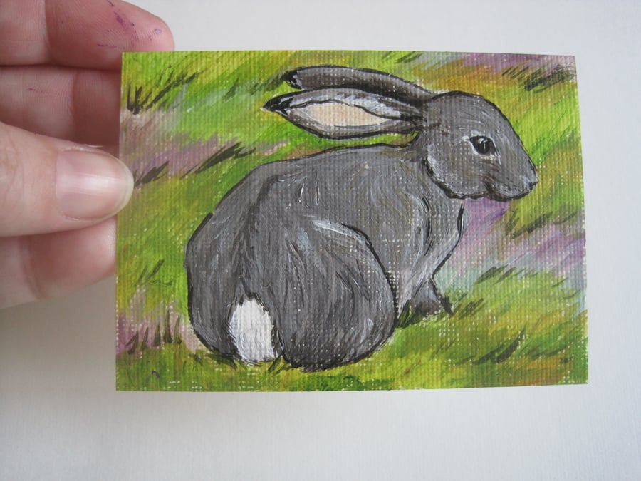 Bunny Rabbit Original ACEO Miniature Painting