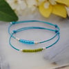 Friendship Bracelet-Double set Turquoise with green beads