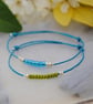 Friendship Bracelet-Double set Turquoise with green beads - Image 1