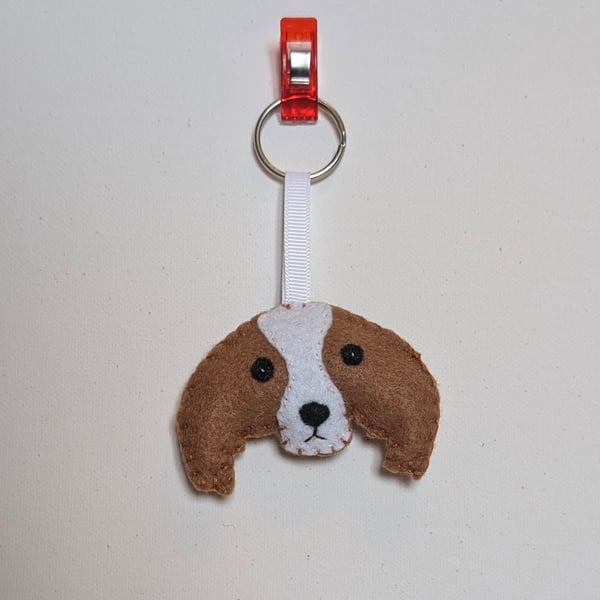 Handmade felt Cavalier King Charles Spaniel dog keyring 