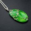Vivid green jasper gemstone pendant necklace