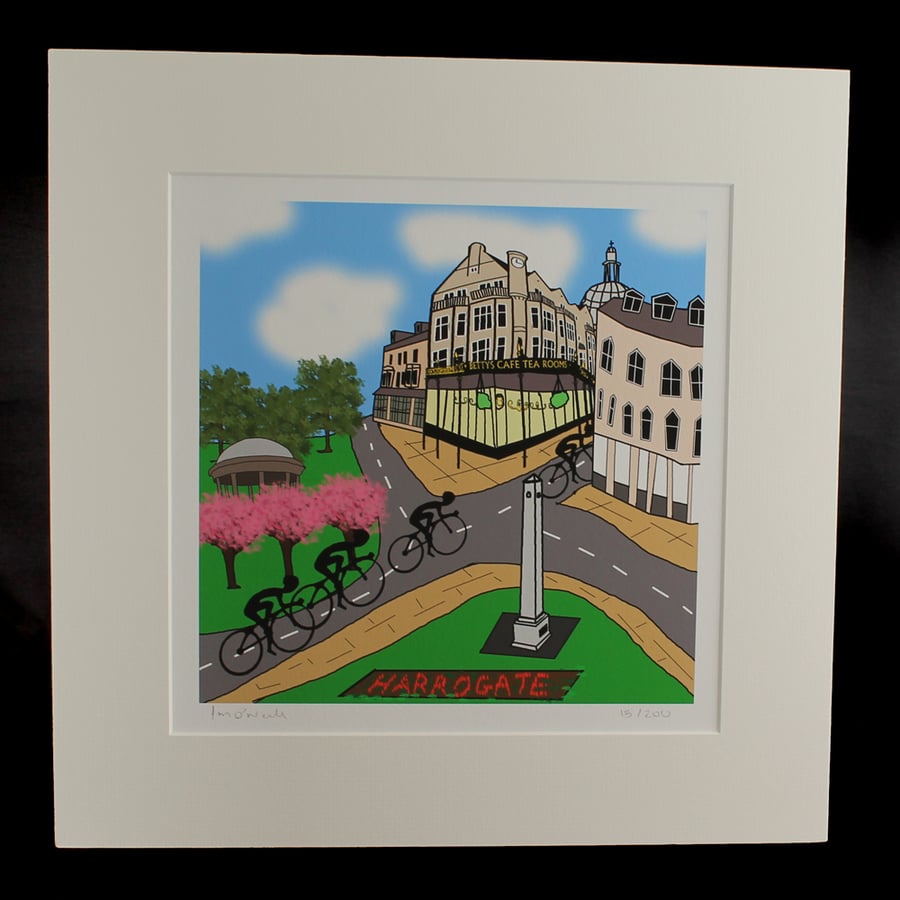 Harrogate cyclists print - inspired by Tour de Yorkshire - France