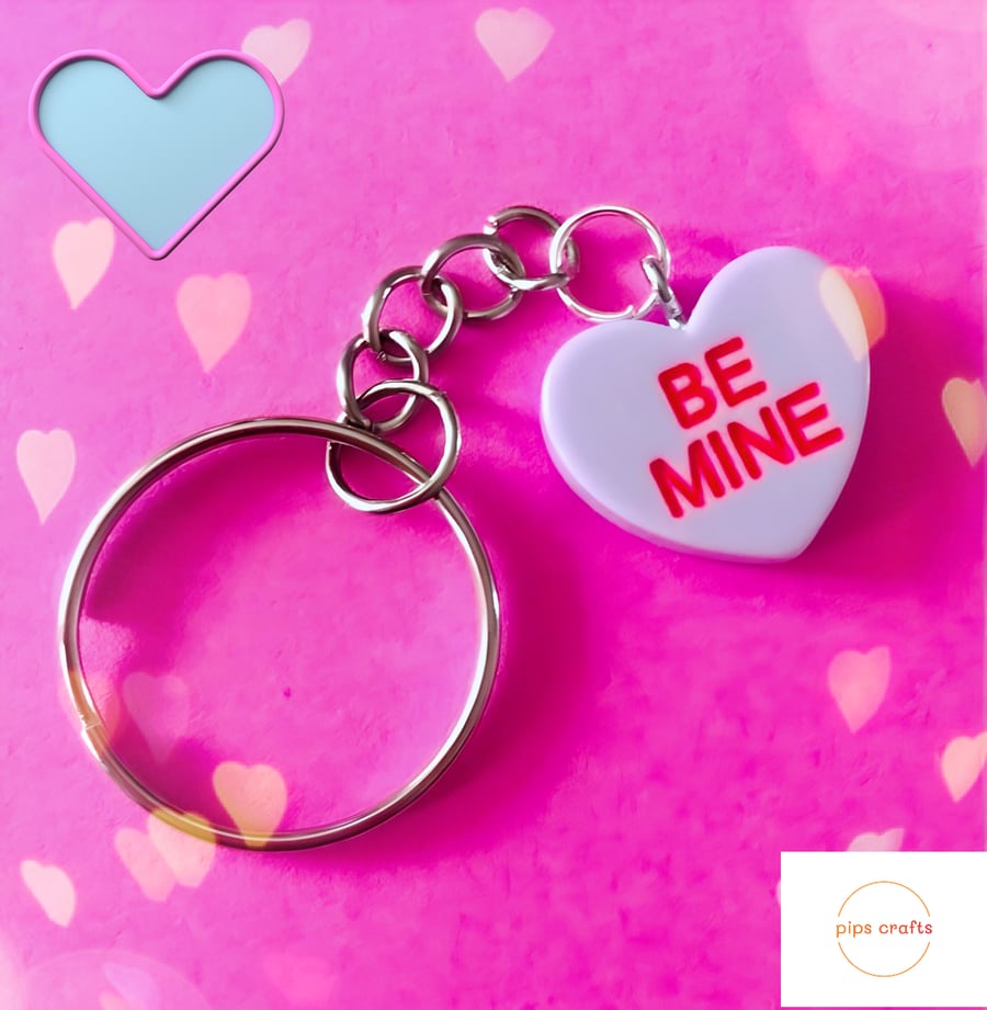 Retro Love Heart Sweet Keyring, Lilac - Fun Fake Food Keychain, Gift