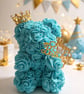 Turquoise Rose Teddy Bear Birthday Gift - For Her - Birthday Queen Present  - Image 2