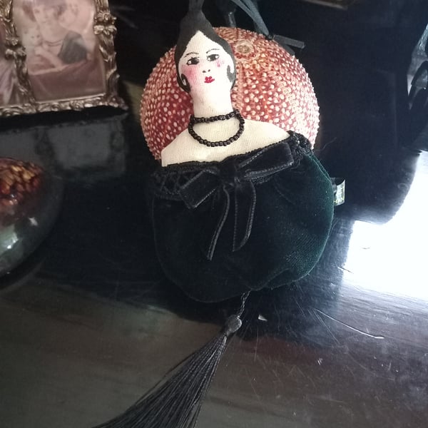 Unusual 'Susie' Victorian rag doll hanging lavender bag