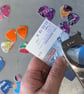 Recycled Plastic Pink Terrazzo Guitar Pick Earrings with Ruby - Image 5