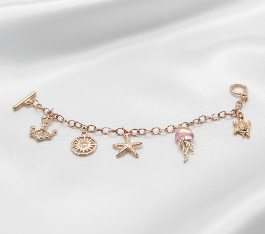Gold Plated Ocean Inspired Charm Bracelets