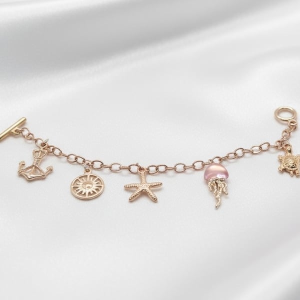 Gold Plated Ocean Inspired Charm Bracelets