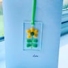 Fused glass “retro” keepsake card- hanging glass decoration