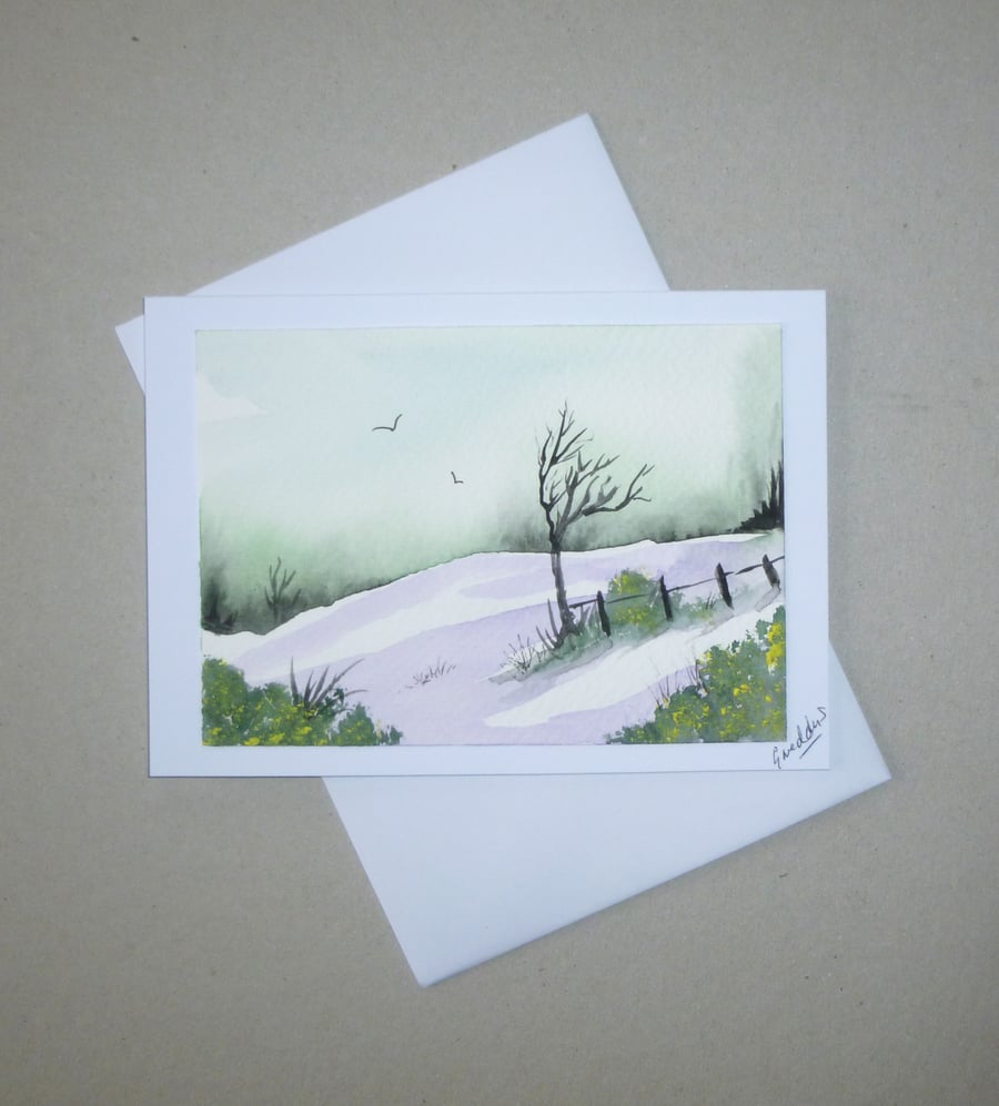 original art hand painted landscape greetings card  ( ref FA 652 D2 )