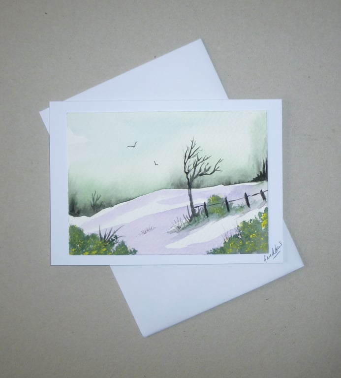 original art hand painted landscape greetings card  ( ref FA 652 D2 )