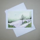 original art hand painted landscape greetings card  ( ref FA 652 D2 )