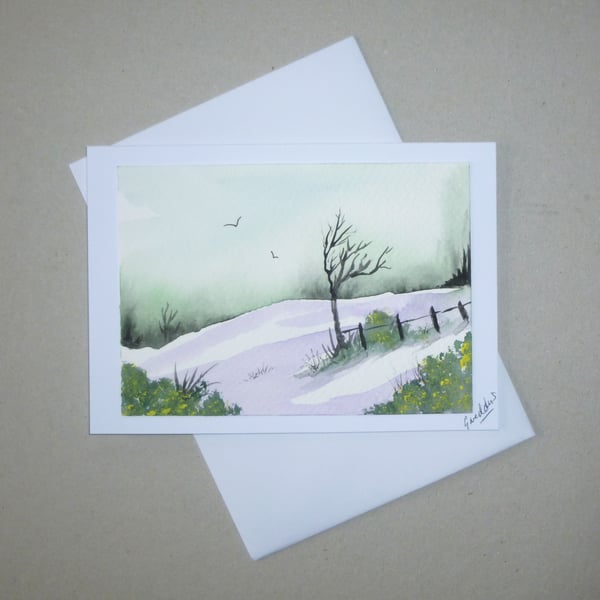 original art hand painted landscape greetings card  ( ref FA 652 D2 )