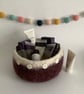 FELTED 'FUSSPOT' BOWL, desk tidy . Maroon, white rim  ( with button detail ) . - Image 2