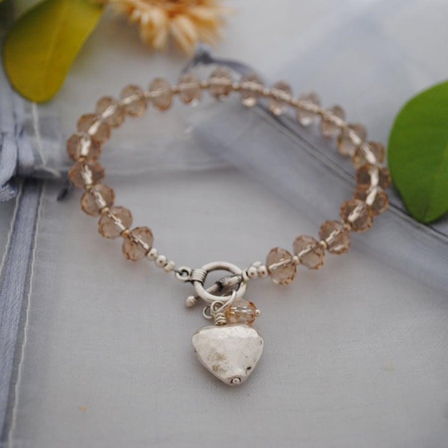 Sale-crystal and heart bracelet