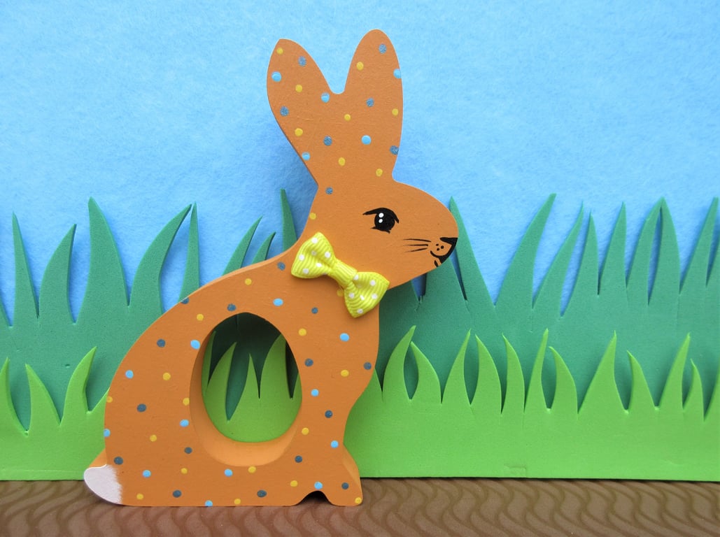 Easter Bunny Chocolate Egg Holder Wooden Hand Painted 