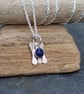 Necklace - Forged Silver pendant necklace with 6mm lapis lazuli