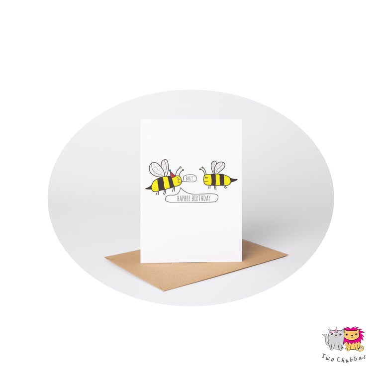 Bee Birthday Card, A6 Birthday Card, Cute Animal Birthday Card
