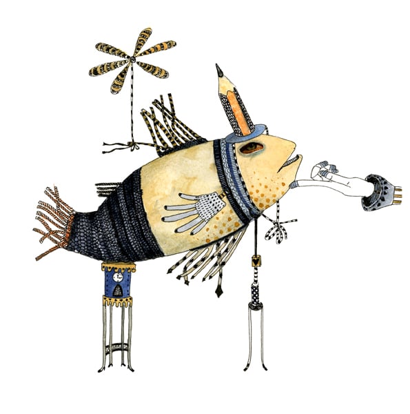 Fish exhibit illustration Print A4