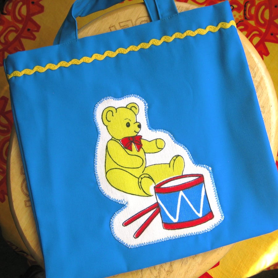 Tote Bag for a Child, Teddy and Drum Design