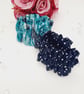 Ruffled scrunchie set,  navy polkadot and turquoise rose.  - Image 5