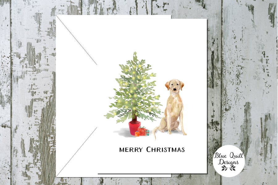 Yellow Labrador Dog Folded Christmas Cards - pack of 10 - personalised