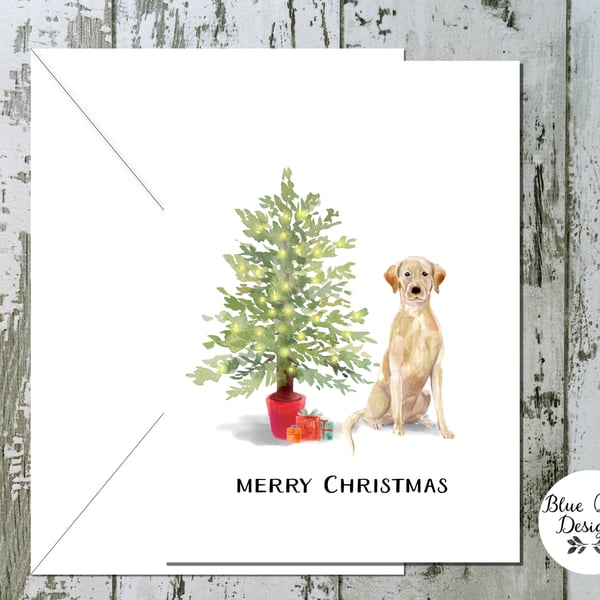 Yellow Labrador Dog Folded Christmas Cards - pack of 6 - personalised