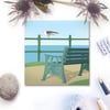 The Bench Seaside Card - birthday, summer, promenade