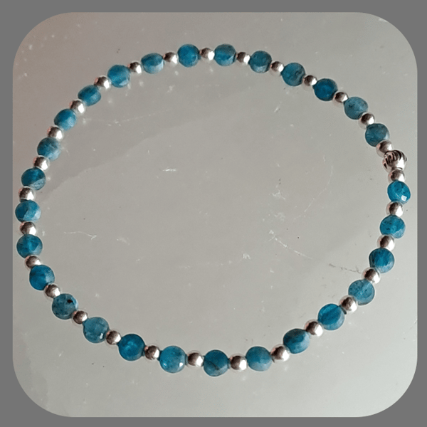Sparkly Apatite and Sterling Silver Bracelet