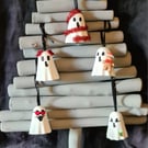 Spooky Christmas 5No 3D Ghosts - Red - Hanging Decorations 