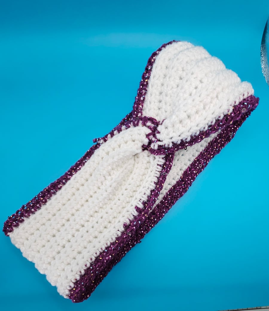Crochet winter ear warmer or neck warmer