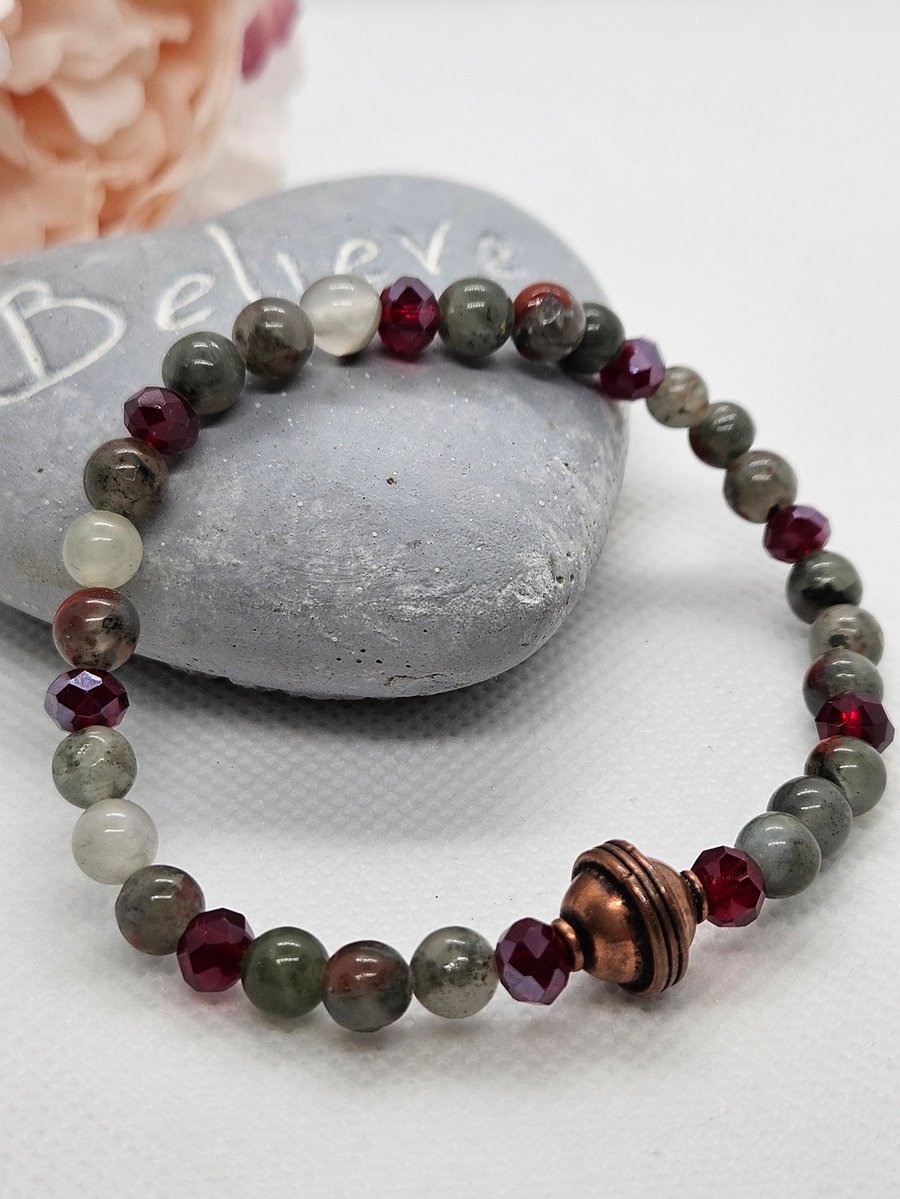 Bloodstone and Copper Stretch Bracelet