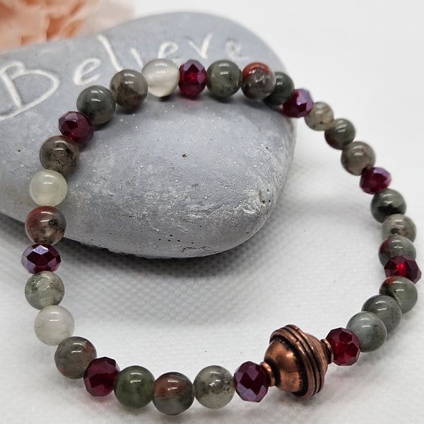 Bloodstone and Copper Stretch Bracelet