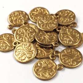 16x Charm with loop & Filigree Design, Brass Stampings, Jewellery Making  RB781