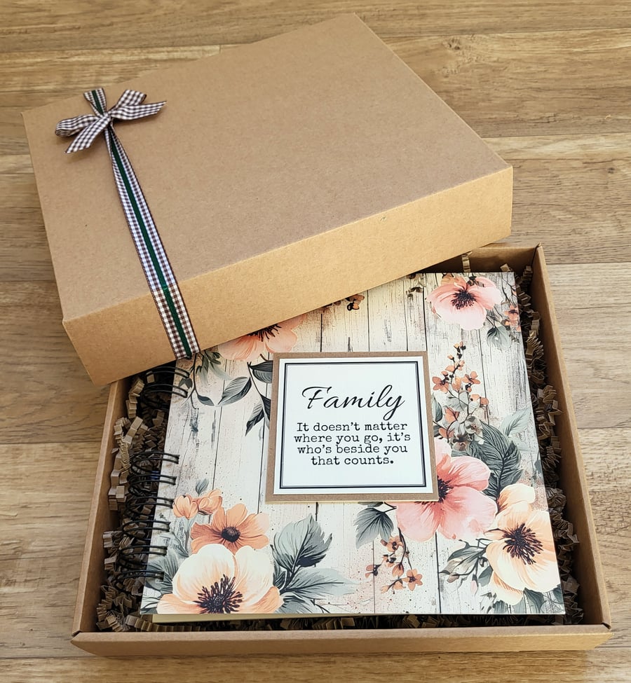 Handmade Family scrapbook in peach floral design