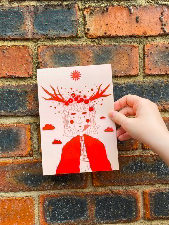 A5 Illustrated Print - 'Lady Wildflower' in Duochrome