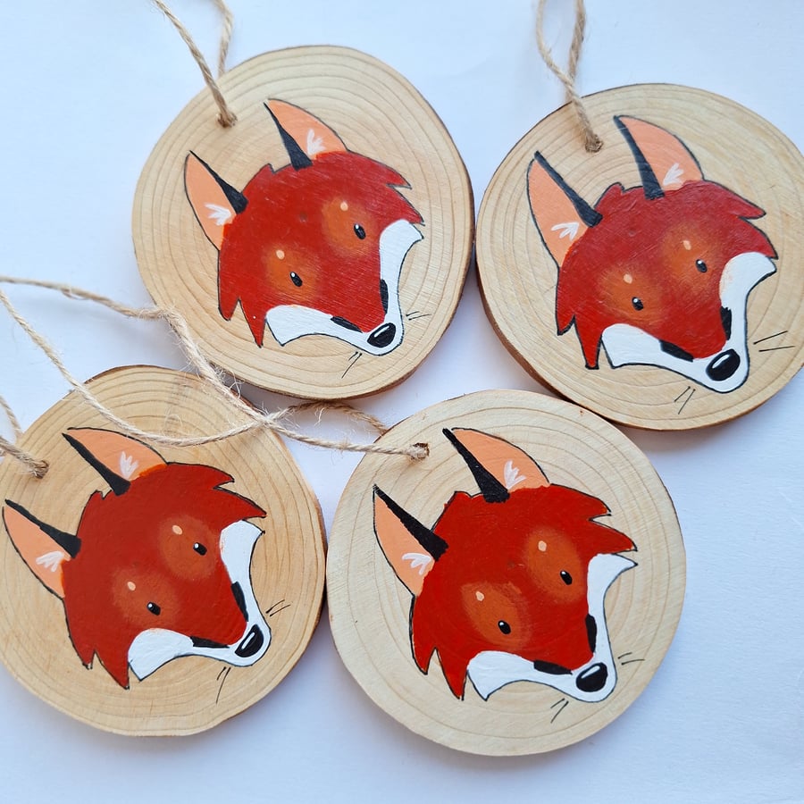 Fox Wood Slice Ornament