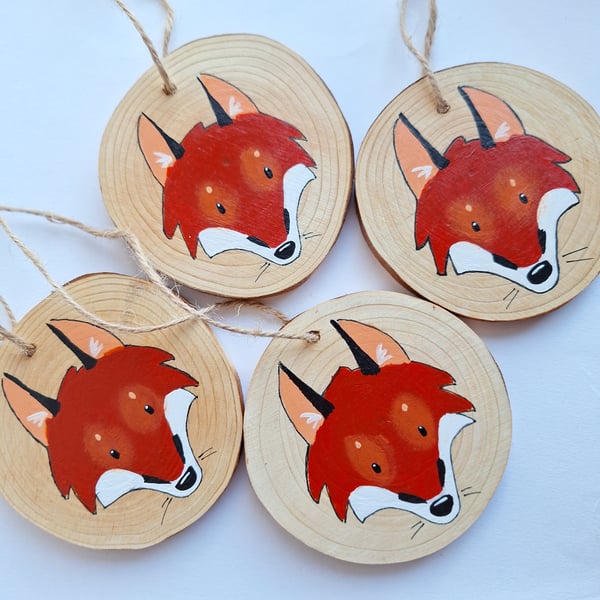 Fox Wood Slice Ornament