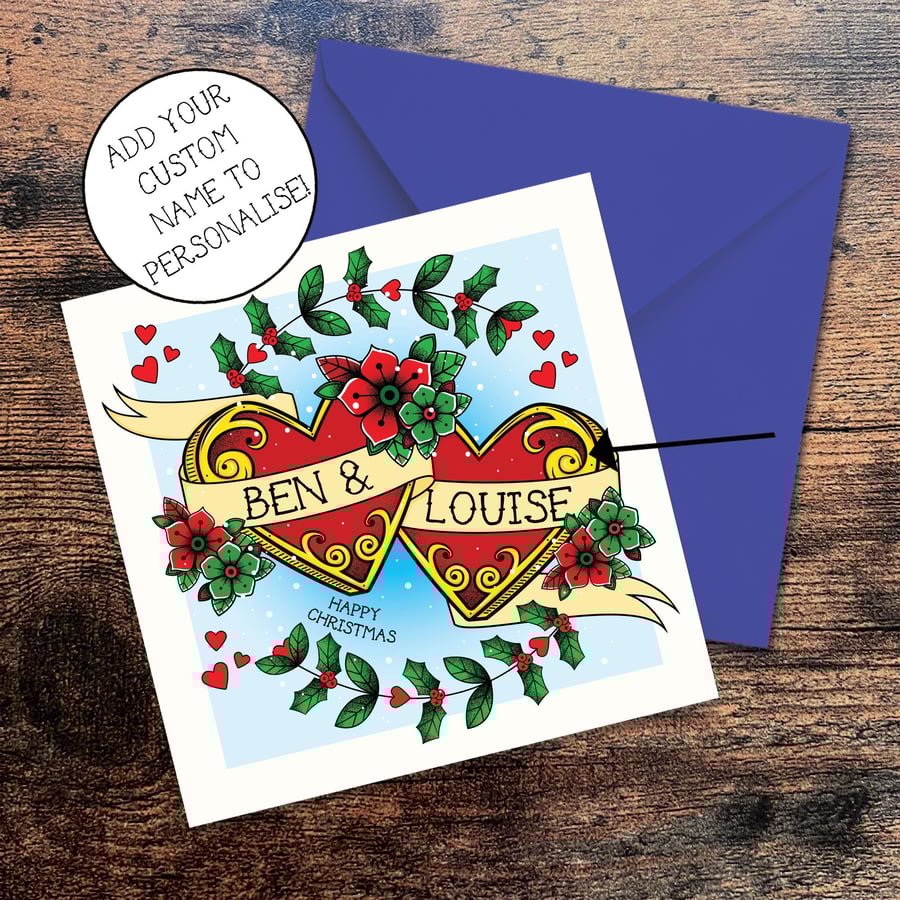 Personalised Couples Merry Christmas Greeting Card