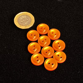 Vintage Buttons: Orange, Domed, Small 10x 14mm 