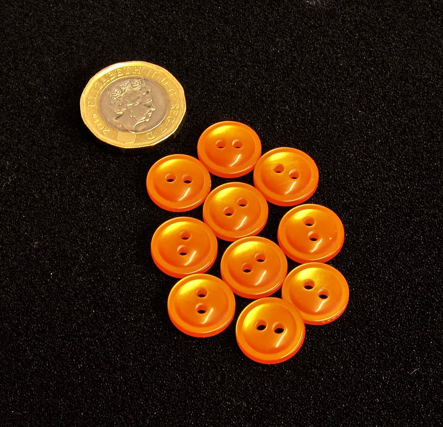 Vintage Buttons: Orange, Domed, Small 10x 14mm 