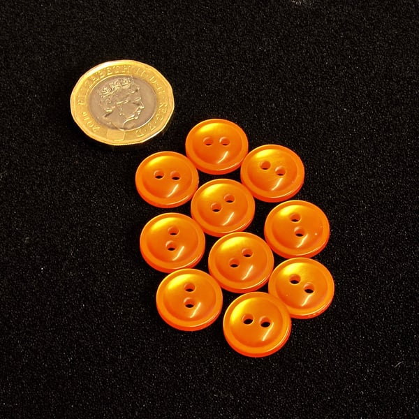 Vintage Buttons: Orange, Domed, Small 10x 14mm 