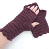Sale Fingerless Mitts for Adults with Dragon Scale Cuffs Aubergine