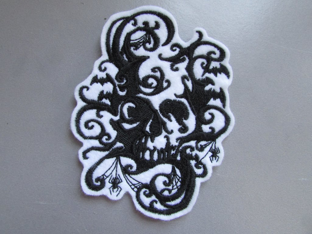 Embroidered Skull Applique Patch