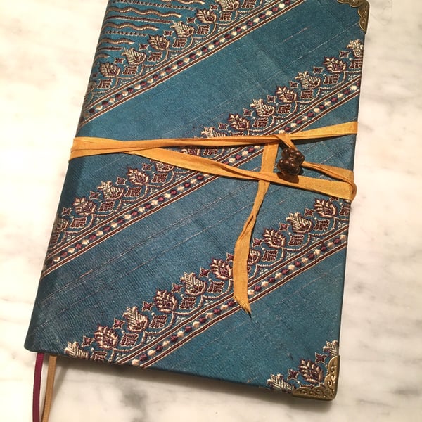 Teal and Gold Brocade Journal