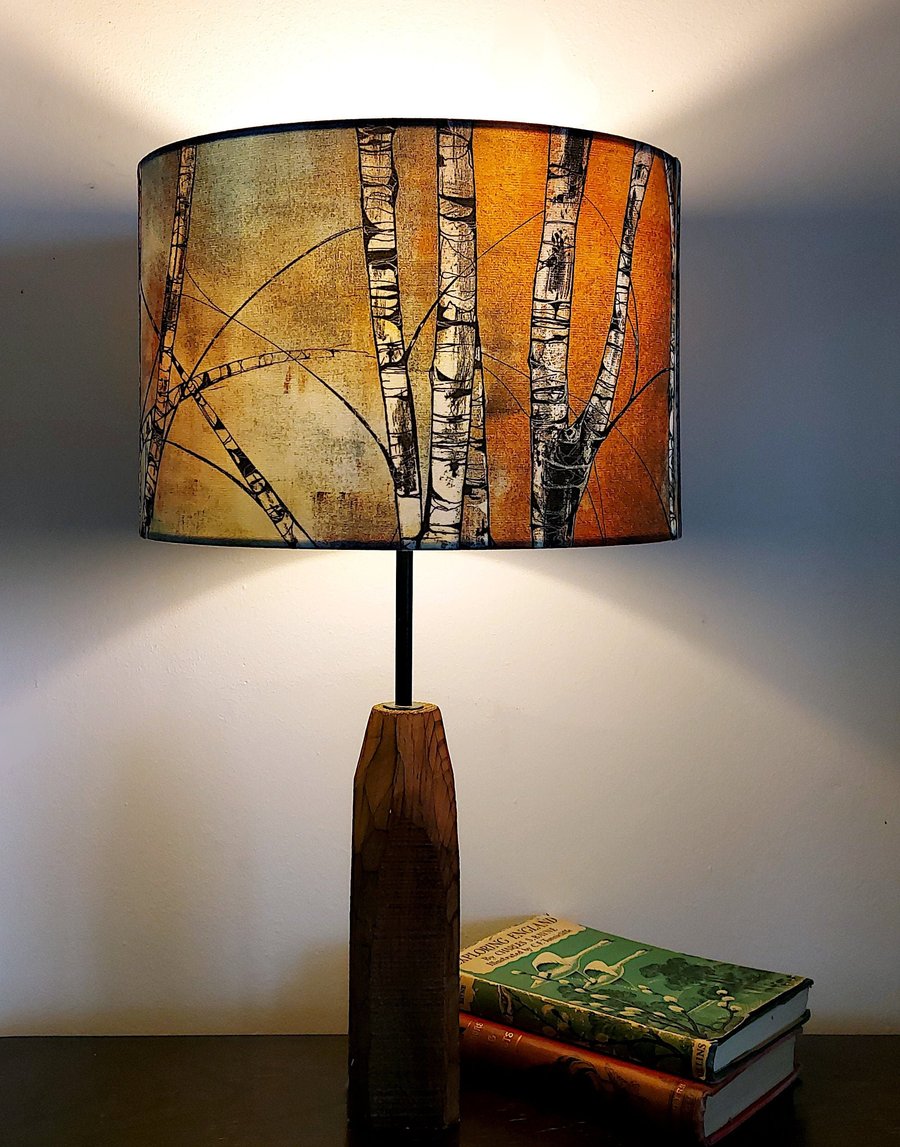 Silver Birch Trees Drum Lampshade by Lily Greenwood - Medium - 30cm